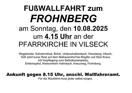Fußwallfahrt zum Frohnberg 2025
